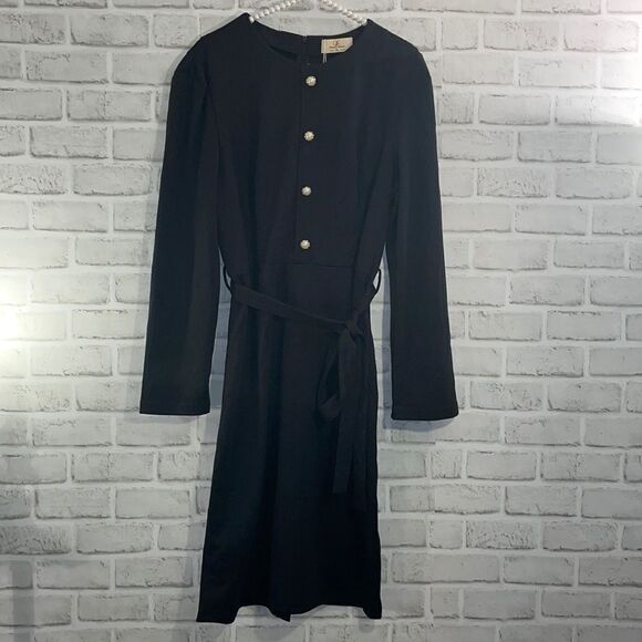 GK Grace Karin Black 3/4 Sleeve Dress Pearl Buttons Size XL NWT - Picture 1 of 12